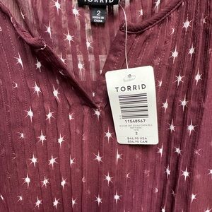Torrid Burgundy Star Pattern Blouse